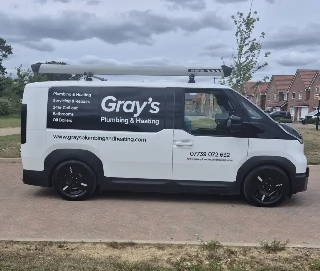 Gray's Plumbing and Heating van in Bourne